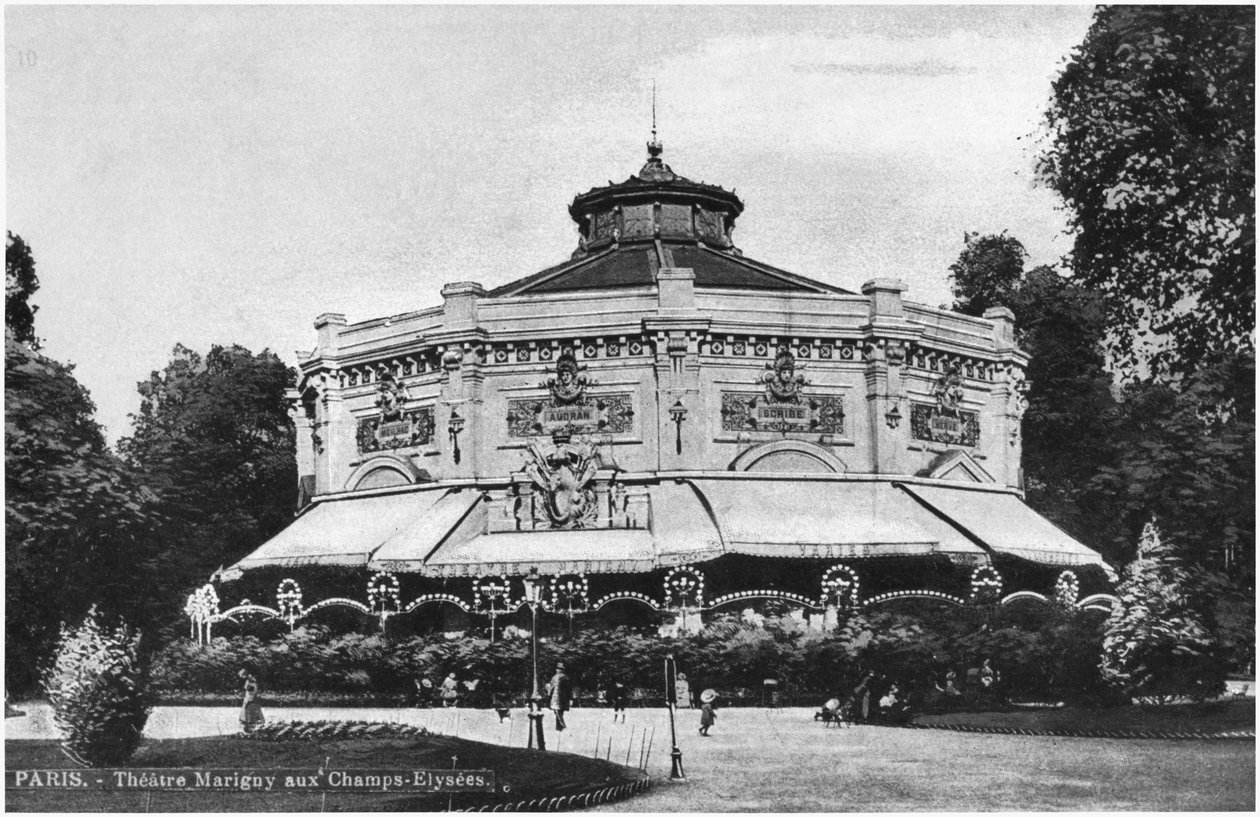 Cartão postal, descrevendo, marigny, teatro, champs-elysees, paris, antes de, 1914 de French Photographer