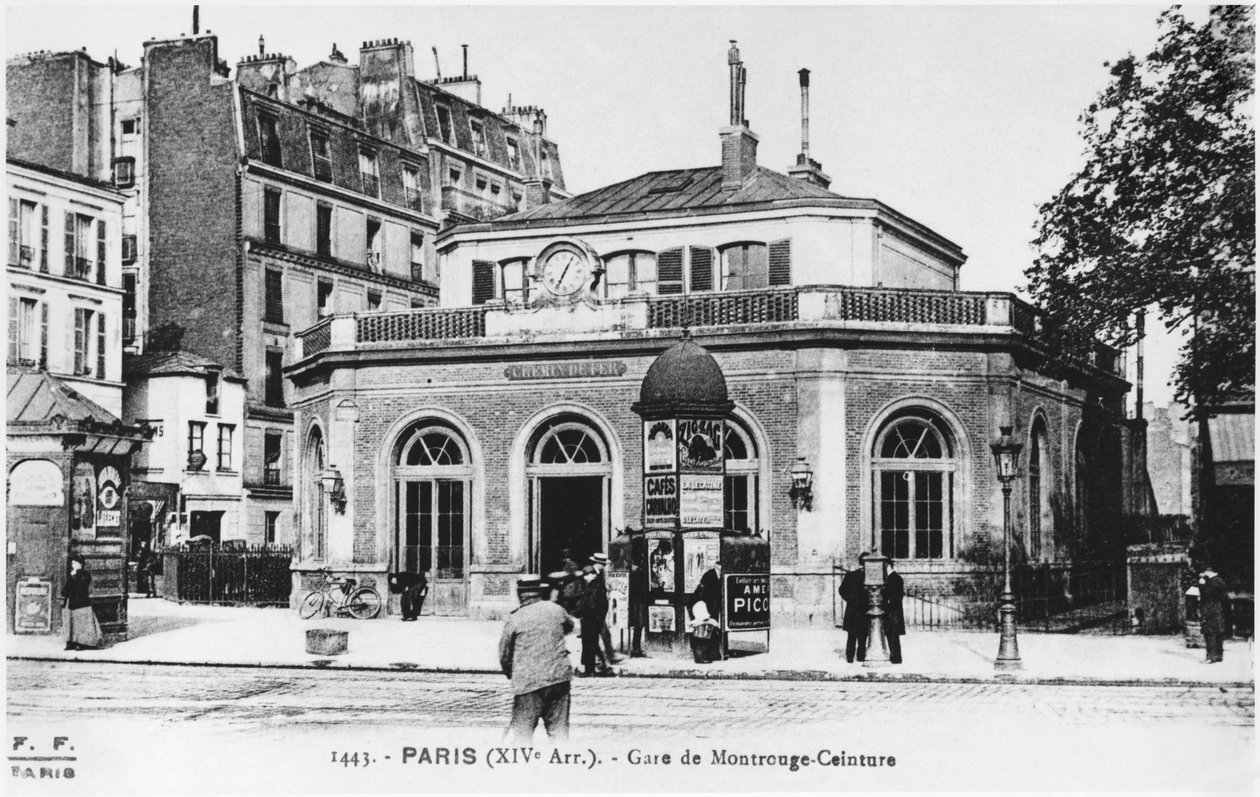 Cartão postal, descrevendo, a, Montrouge, estação, paris, c.1900 de French Photographer