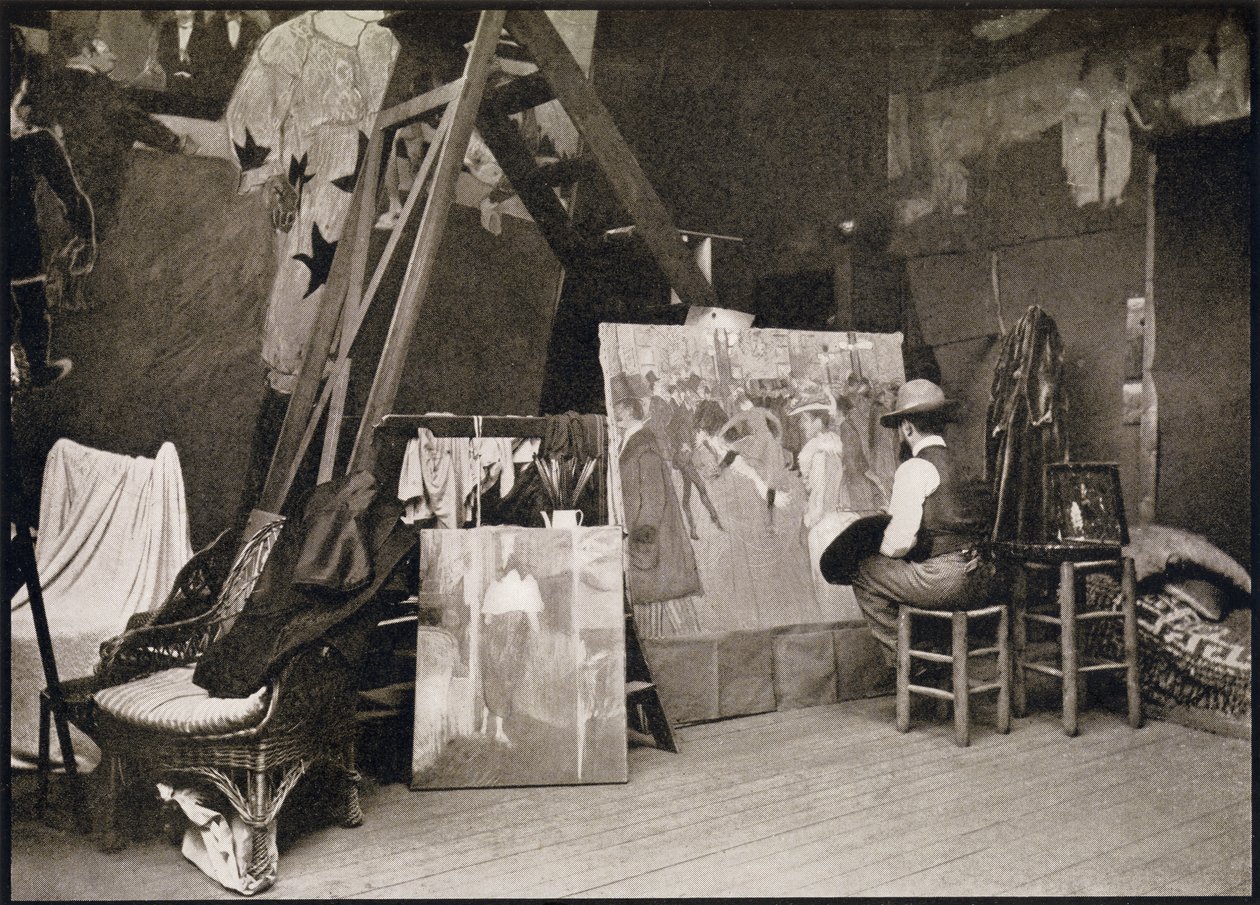 Toulouse-Lautrec em seu ateliê na Rue Caulaincourt, de Toulouse-Lautrec, de Gerstle Mack, publicado em 1938 de French Photographer