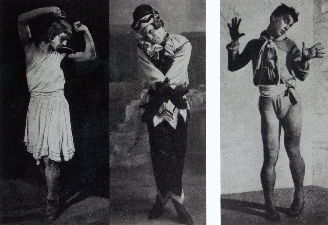 Vaslav Nijinsky no papel de Narcisse, Petrouchka e Till Eulenspiegl, c.1911-16 de French Photographer