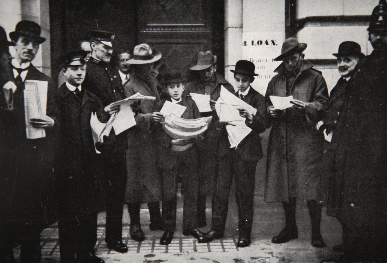 Empréstimos da guerra: candidatos adiantados com prospectos, ilustração da notícia ilustrada da guerra, janeiro 1917 de French Photographer