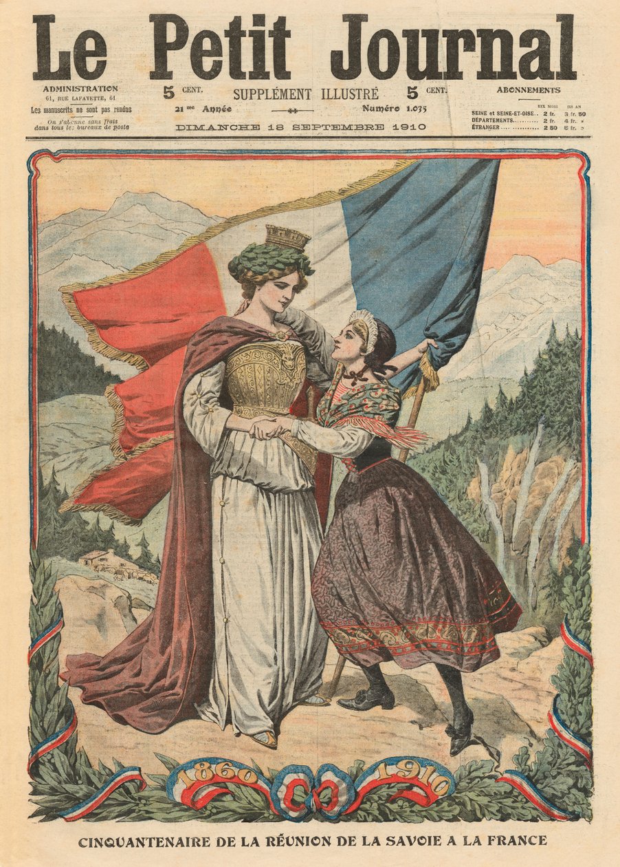 50º aniversário da anexação de Savoy à França, ilustração de &39;Le Petit Journal&39;, suplemento ilustrado, 18 de setembro de 1910 de French School