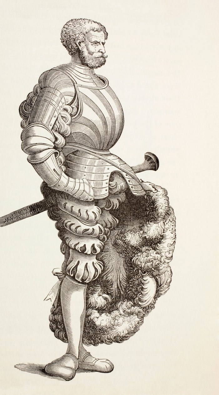 Um cavaleiro alemão, de "A vida militar e religiosa na Idade Média", de Paul Lacroix, publicou Londres c.1880 de French School
