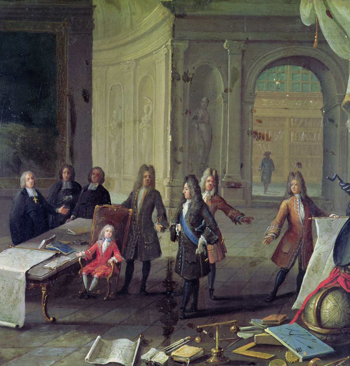 Uma lição sendo dada ao jovem Luís XV (1710-1774) (ver também 177200) de French School