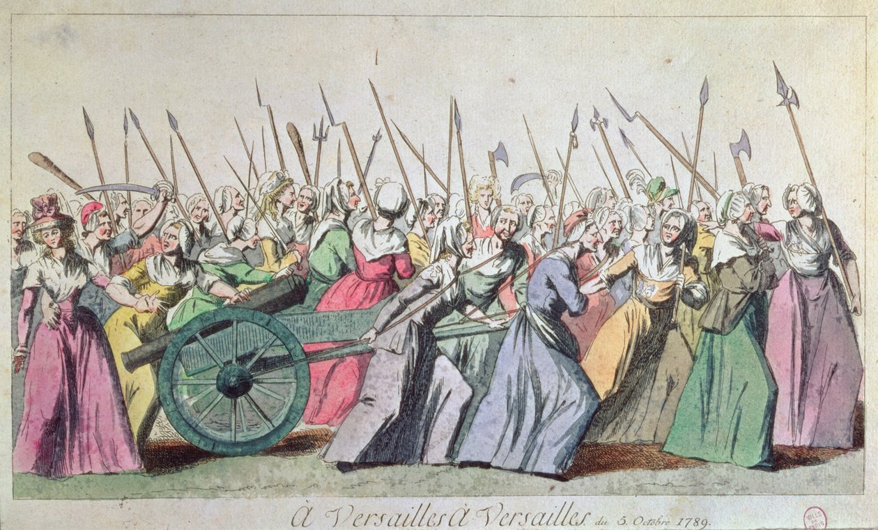 &39;Versailles, A Versailles&39; March ofthe Women on Versailles, Paris, 5 de outubro de 1789 (ver 127501 e 154733) de French School