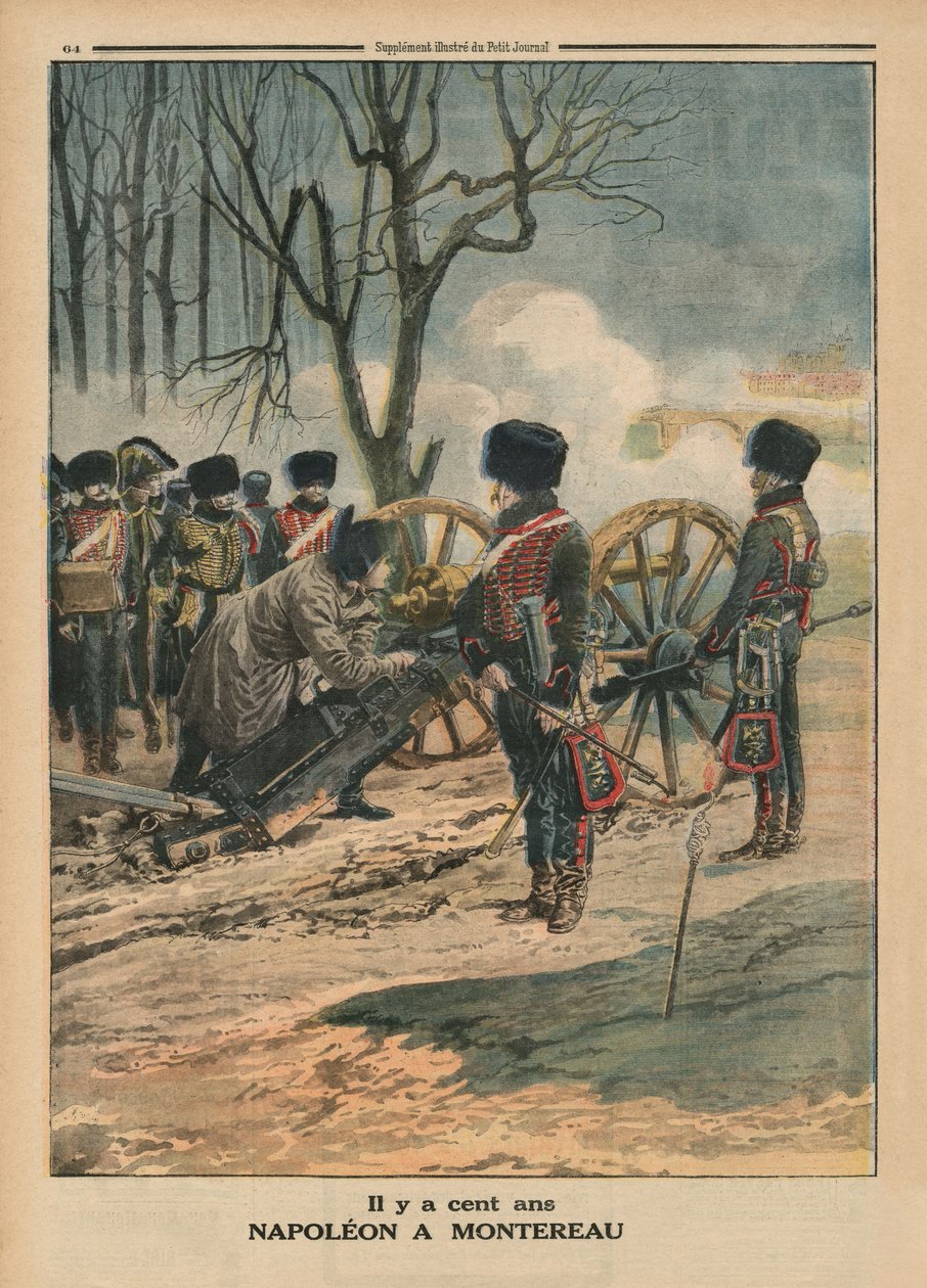 Há um século, Napoleão em Montereau, em 18 de fevereiro de 1814, ilustração da capa do "Le Petit Journal", suplemento ilustrado, 22 de fevereiro de 1914 de French School