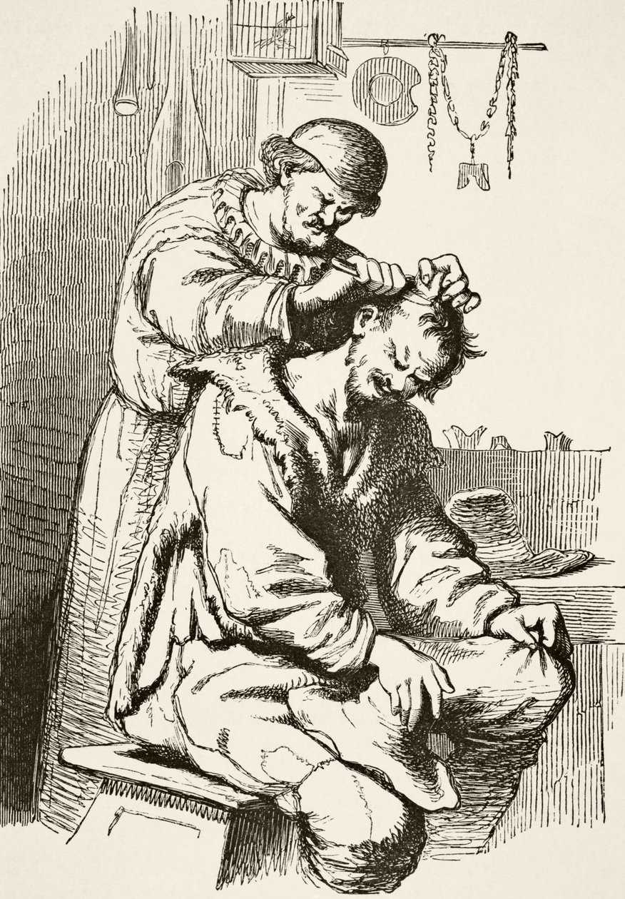Um médico realizando uma operação, de &39;Ciência e literatura na idade média&39; por Paul Lacroix (1806-84) publicou Londres 1878 de French School