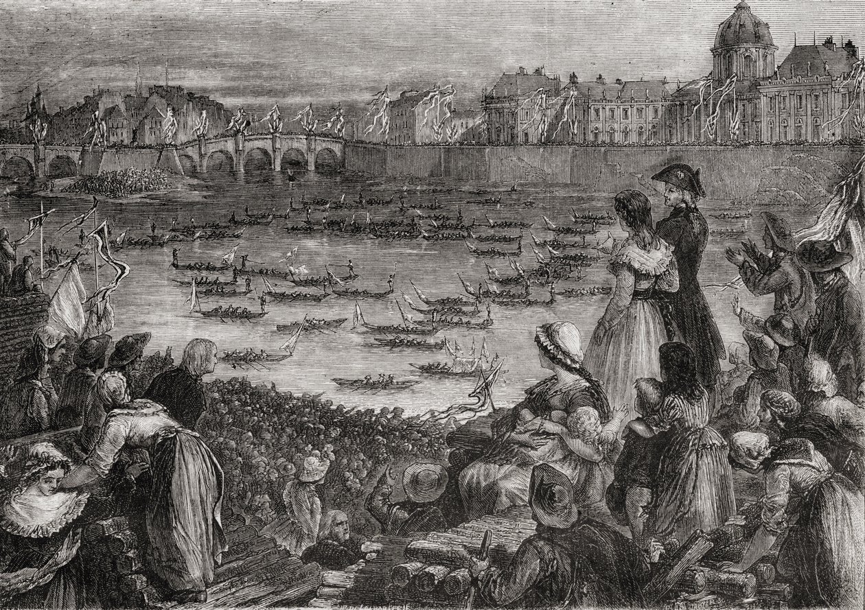 Uma justa na água no Champs de Mars, Paris de French School