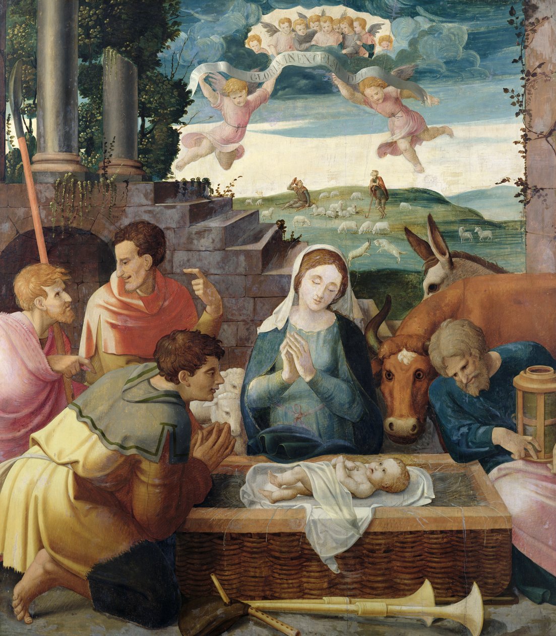 Adoração dos Pastores, Escola de Champanhe, c.1520-30 de French School