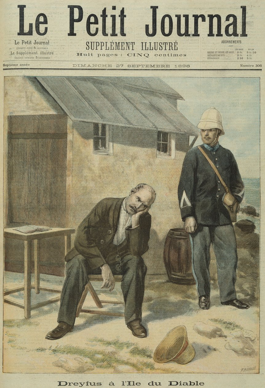 Alfred Dreyfus (1859-1935) em Devils Island, do Le Petit Journal, em 27 de setembro de 1896 de French School