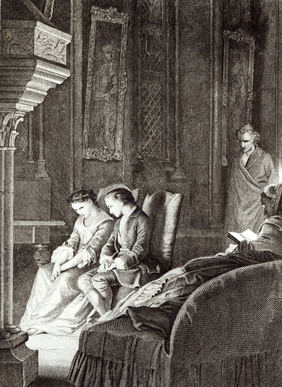 Uma noite no Combourg, ilustração de &39;Les Memoires d&39;Outre-Tombe&39; por François Rene de Chateaubriand (1768-1848) c.1836 de French School