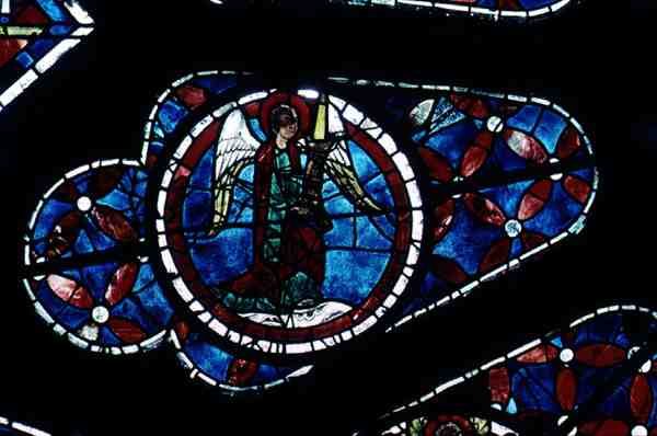 Anjo, detalhe da janela rosa norte, c.1223 de French School