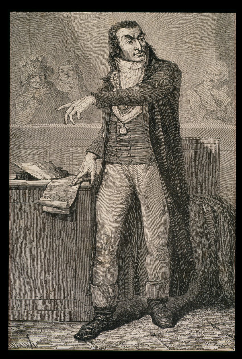 Antoine Quentin Fouquier-Tainville (1747-95) como promotor público do Tribunal Revolucionário, gravado por Blanpain de French School
