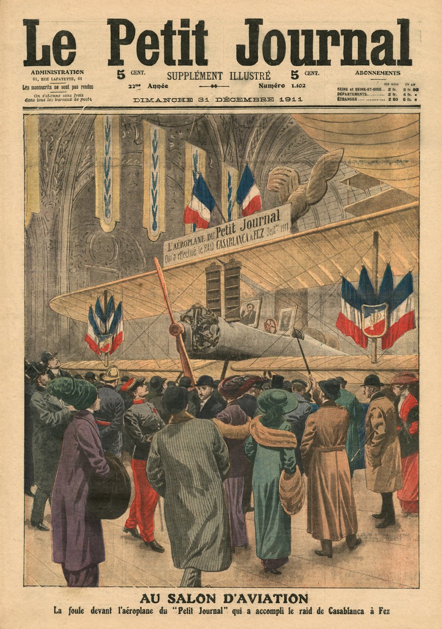 No Salão de Aeronaves, ilustração do &39;Le Petit Journal&39;, suplemento ilustrado, 31 de dezembro de 1911 de French School