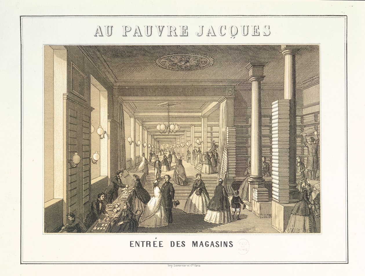 Em Pauvre Jacques: entrada para as lojas de French School