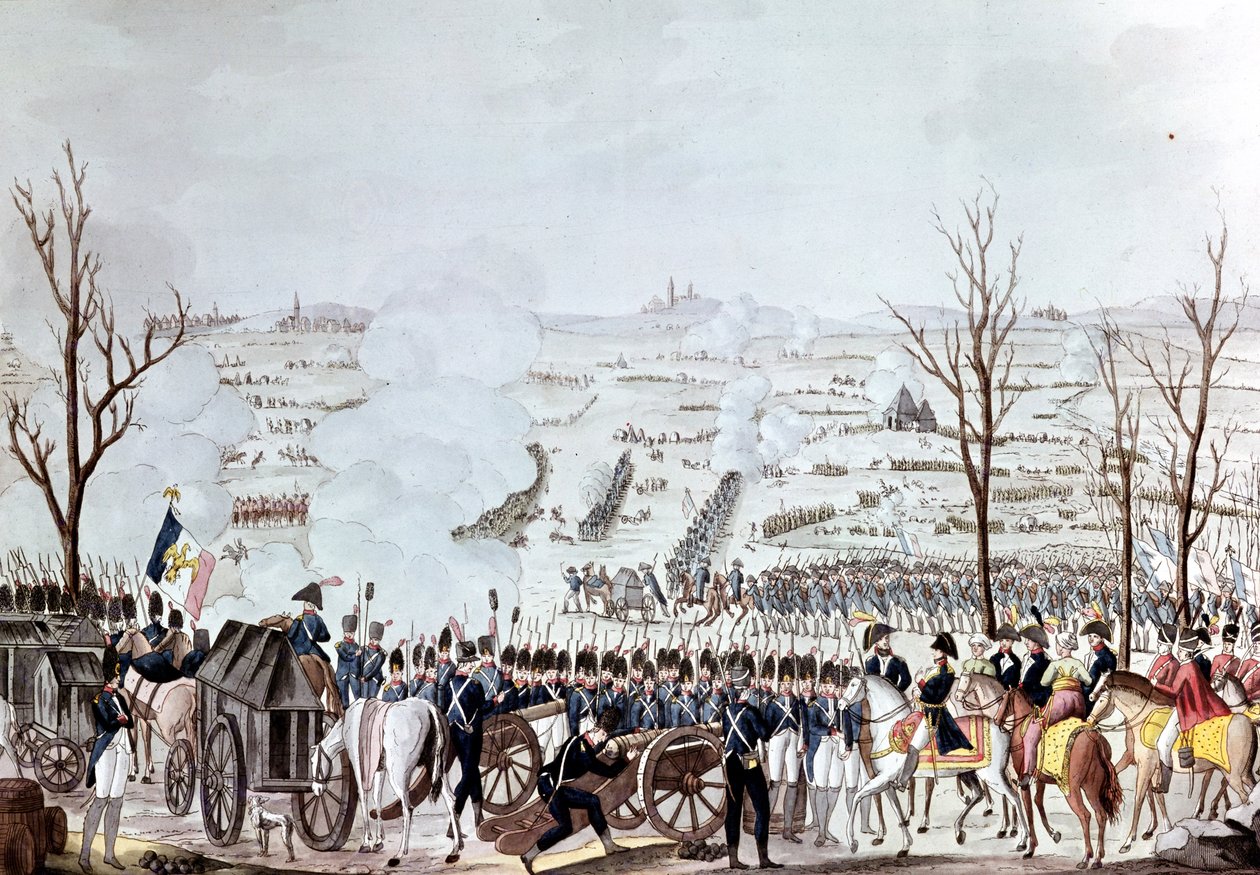 Batalha de Austerlitz, 2 de dezembro de 1805 (gravura a cores) de French School
