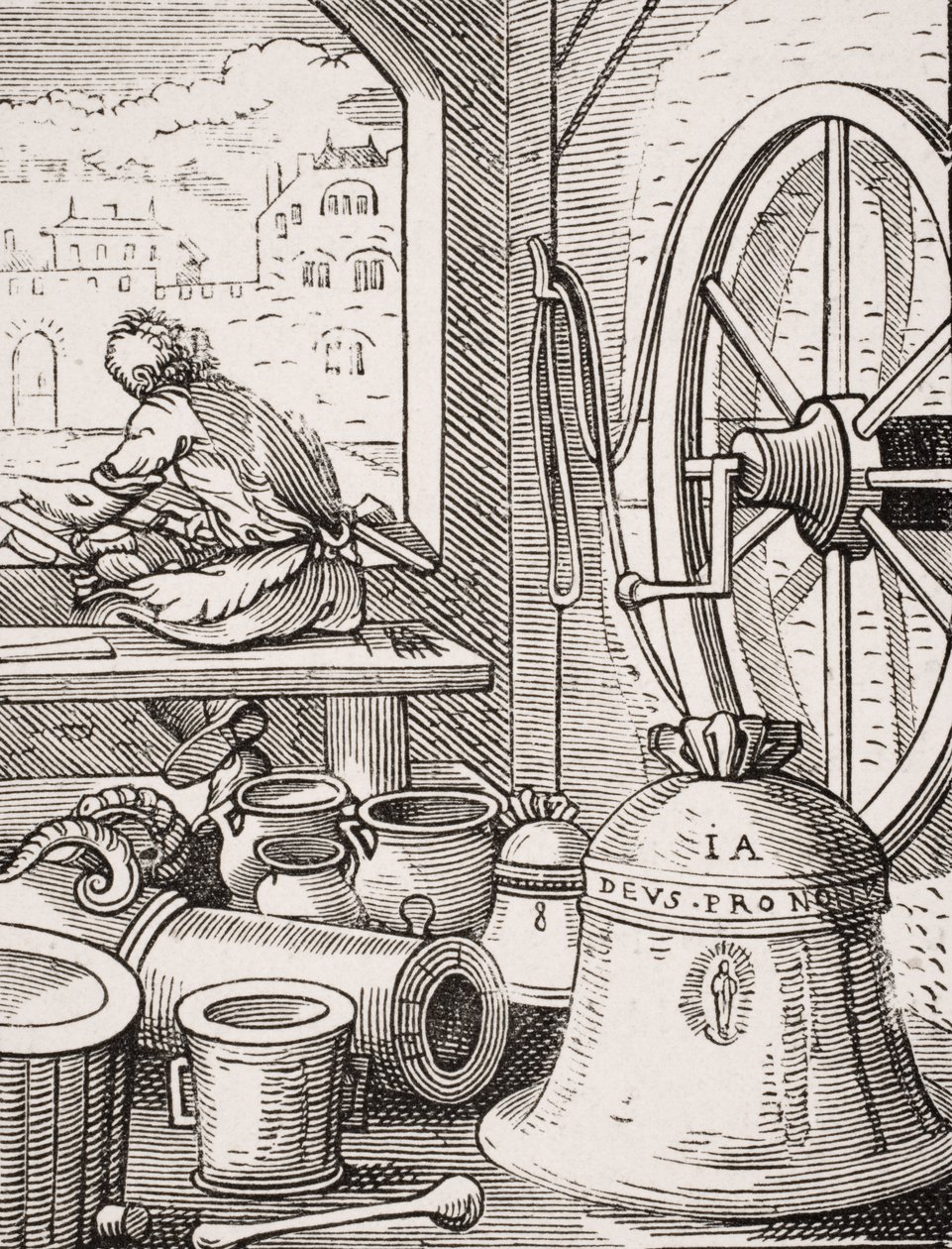 Bell and Cannon Master, reprodução de uma xilogravura de Jost Amman (1539-91) de &39;Le Moyen Age et La Renaissance&39;, de Paul Lacroix (1806-84), publicada em 1847 de French School