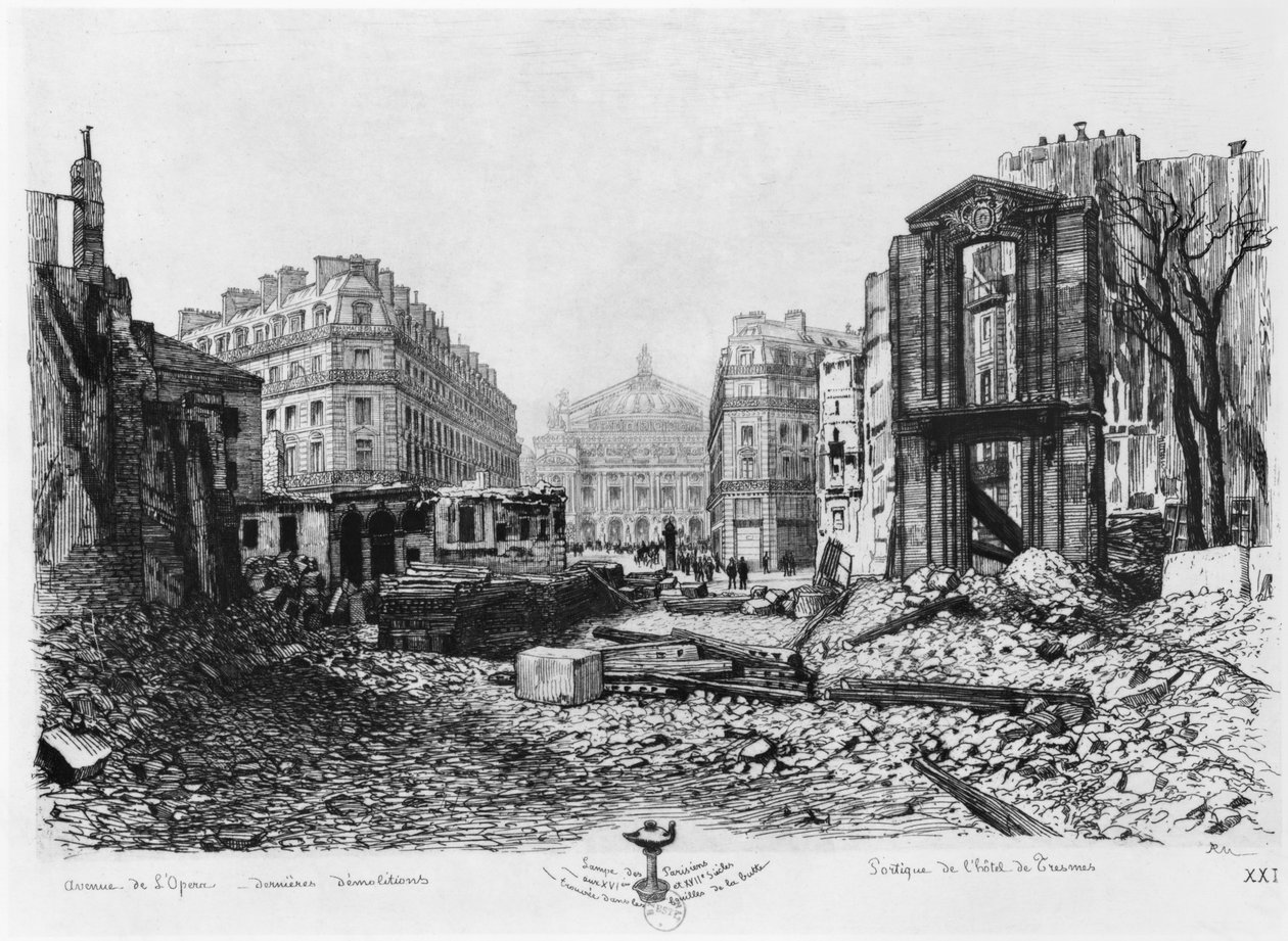 Edifício da Avenue de l&39;Opera, últimas demolições, 1876 de French School