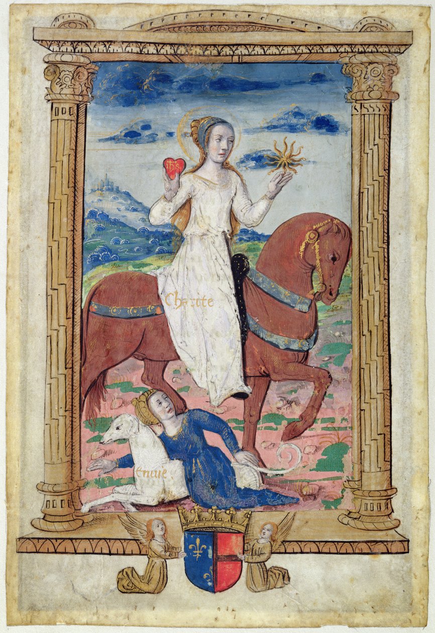 CL 22718 C Charity Against Envy, de &39;Rondeaux des Vertus&39;, criado para Louis de Savoie de French School