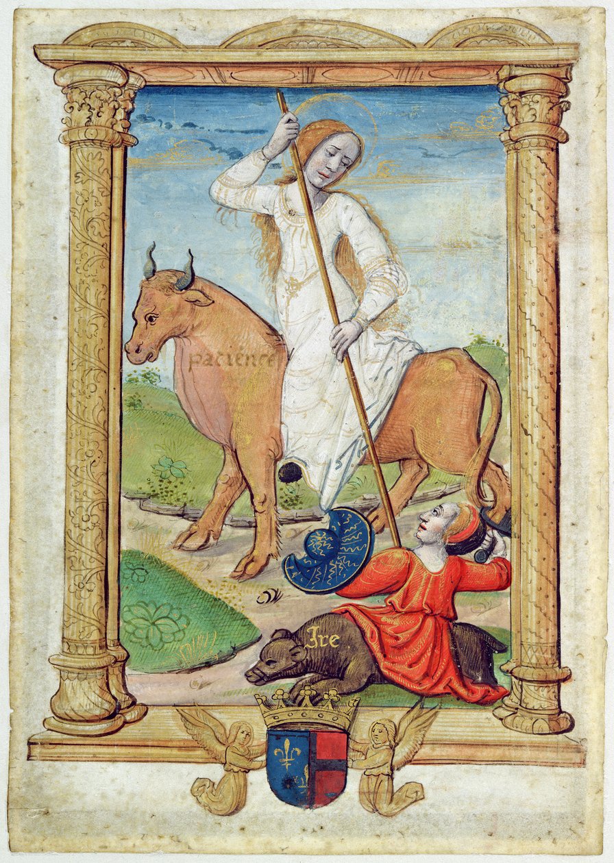 CL 22718D Patience Against Wrath, de &39;Rondeaux des Vertus&39;, criado por Louis de Savoie de French School