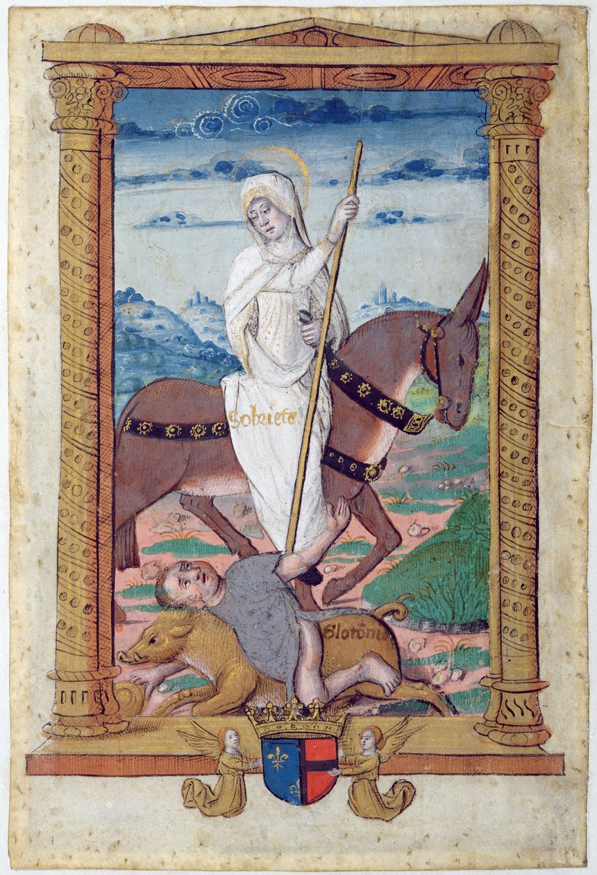 CL 22718E Sobriedade Contra a Glutonaria, de &39;Rondeaux des Vertus&39;, criada por Louise de Savoie de French School