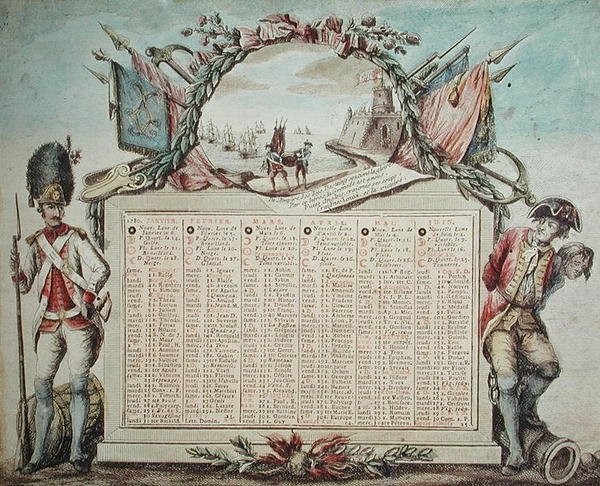Calendário para 1780 de French School