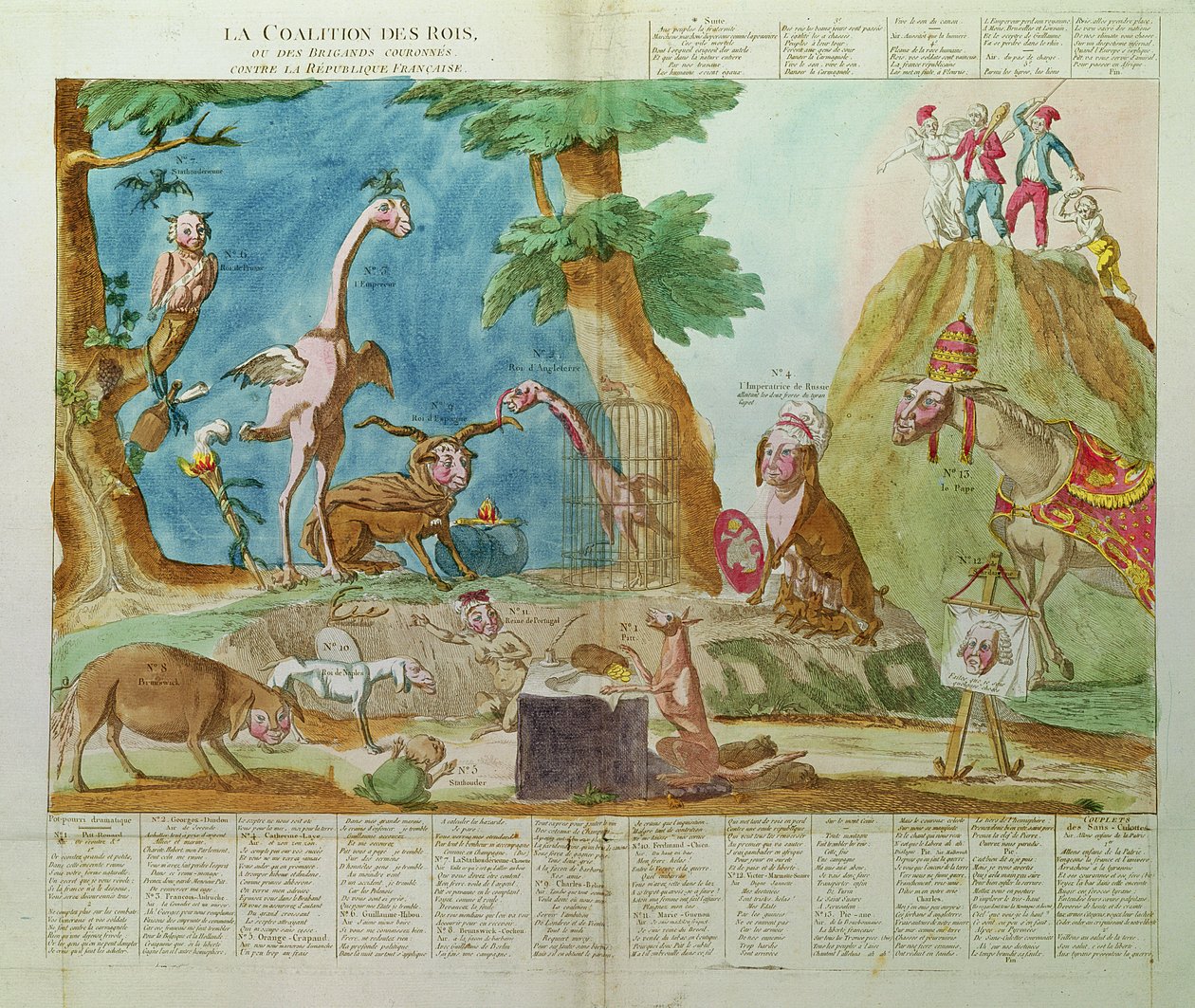Caricatura da Coalizão dos Reis ou dos Brigandtes Coroados contra a República Francesa de French School