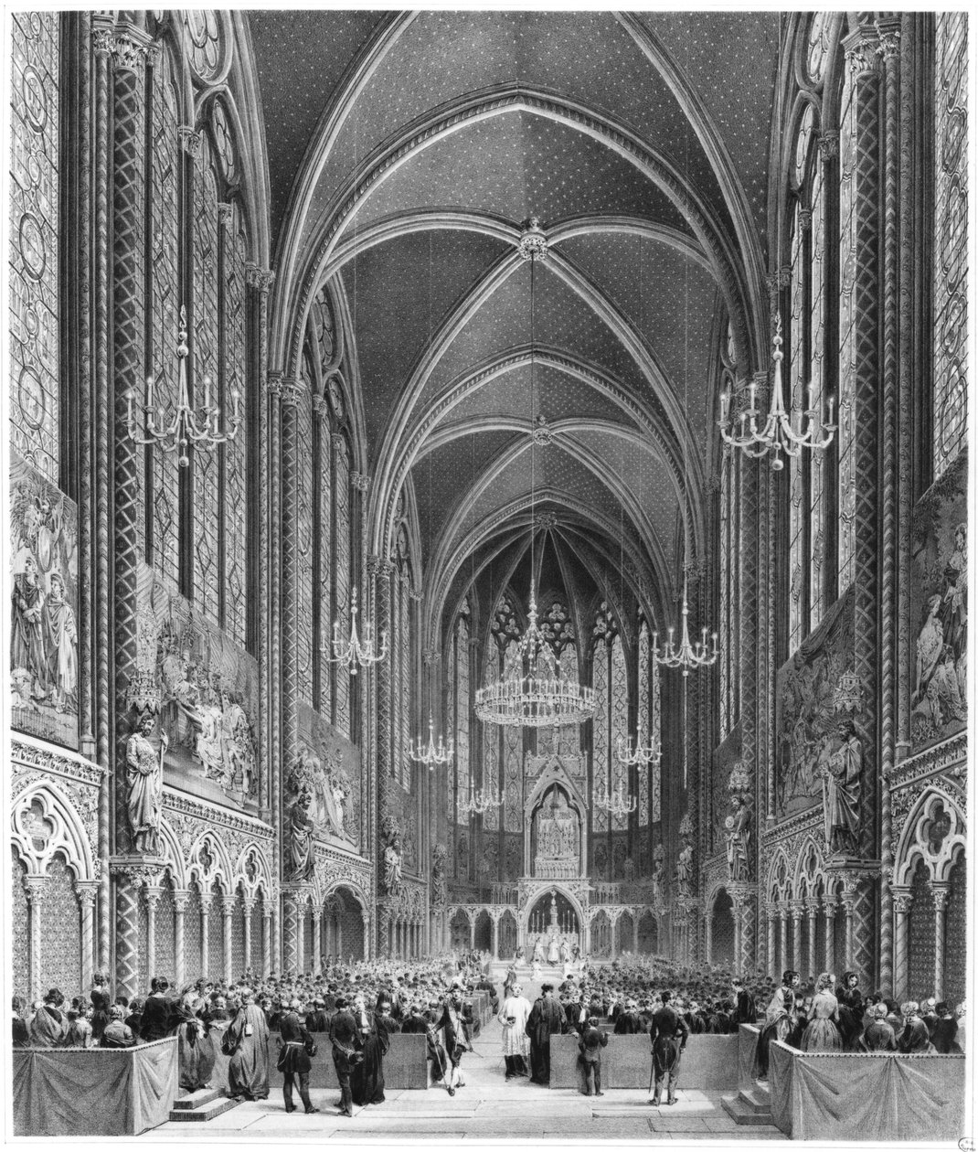 Celebração da missa pela magistratura na Sainte Chapelle, c.1849 de French School