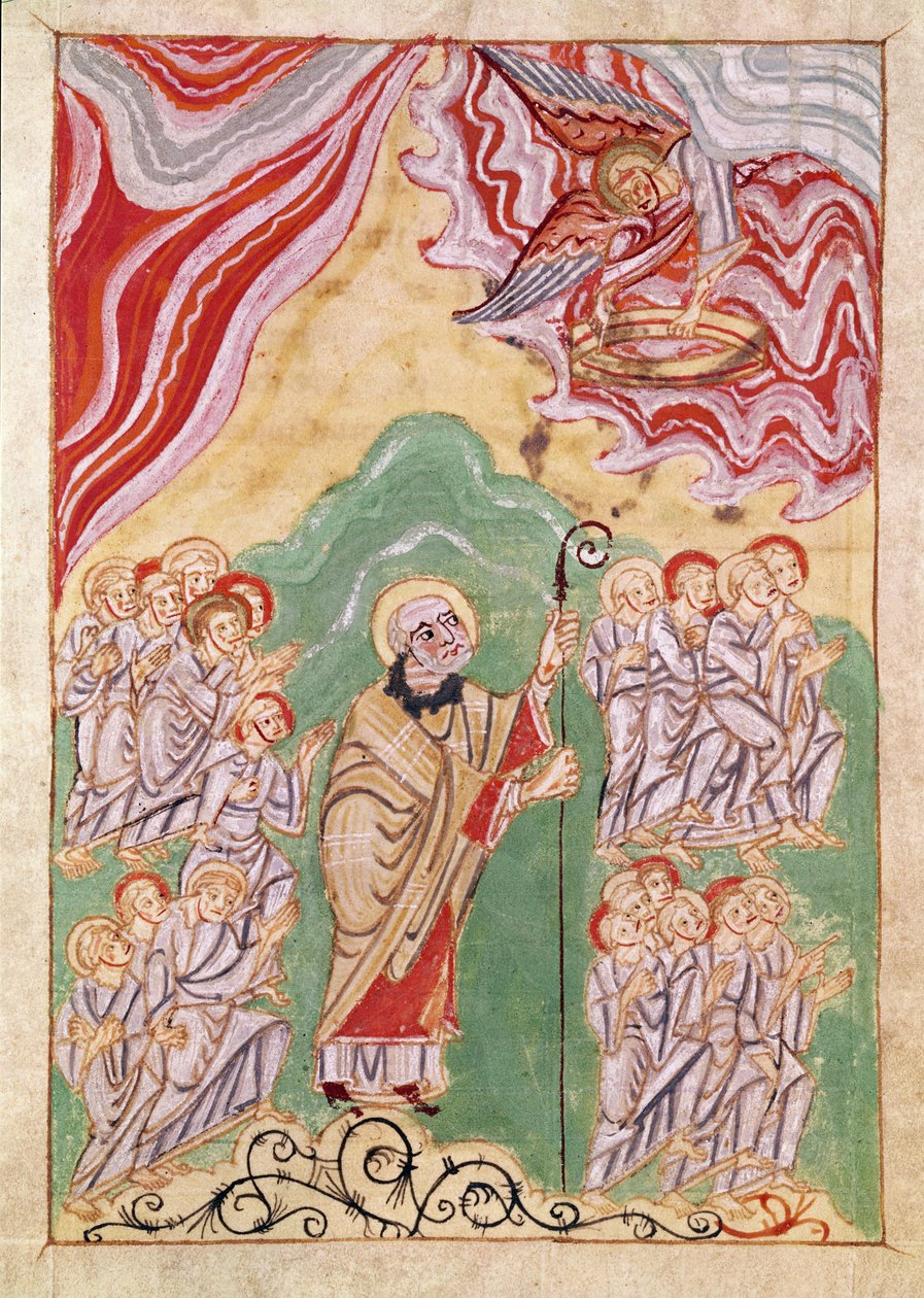 Migração Celestial, de &39;Life and Miracles of St. Amand&39;, c.1075 de French School