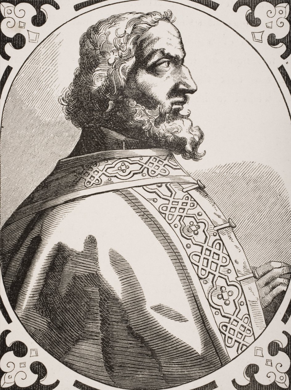 Carlos Magno (747-814) Rei dos francos e lombardos, depois de uma gravura do século XVI, de "Le Moyen Age et La Renaissance", de Paul Lacroix (1806-84), publicado em 1847 de French School