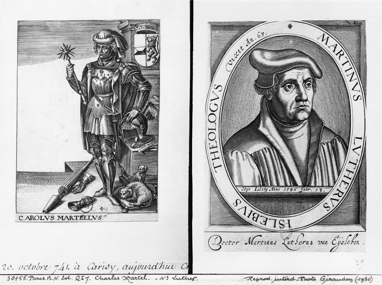 Charles Martel (688-741) e Martinho Lutero (1483-1546) de French School
