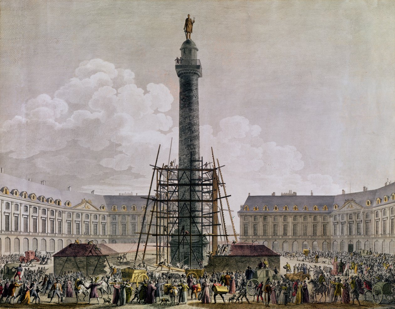 Construção da Coluna Vendome em 1803-10 de French School