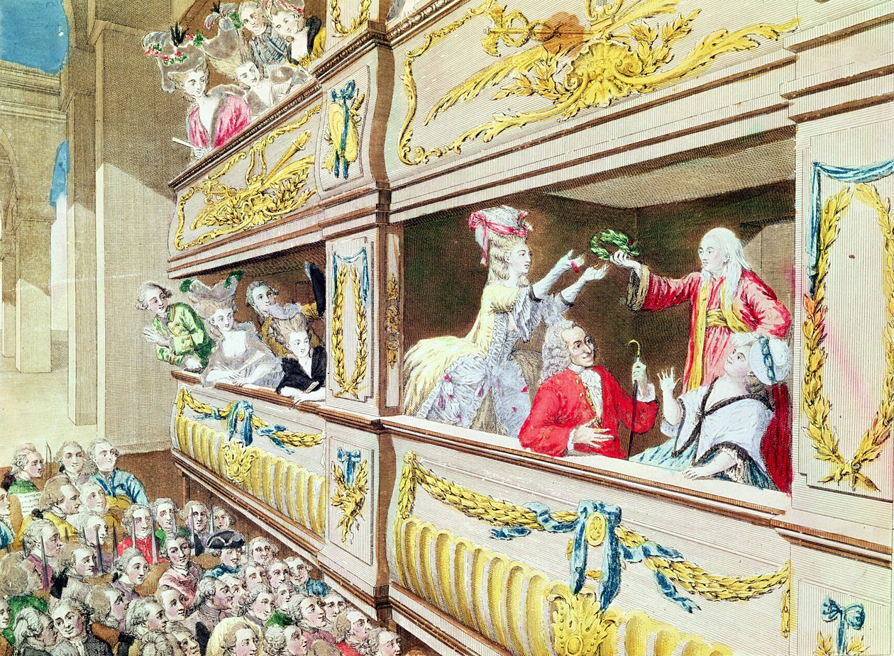 Coroação de Voltaire no Teatro Francais, 1778 de French School