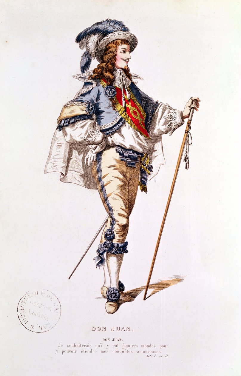Figurino para &39;Don Juan&39; por Moliere (1622-1673) de French School
