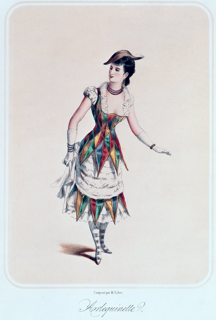 Figurino para um arlequim feminino, c.1880 de French School
