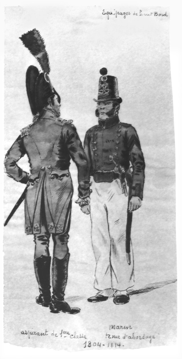 Trajes de fuzileiros navais franceses de 1804 a 1814 de French School
