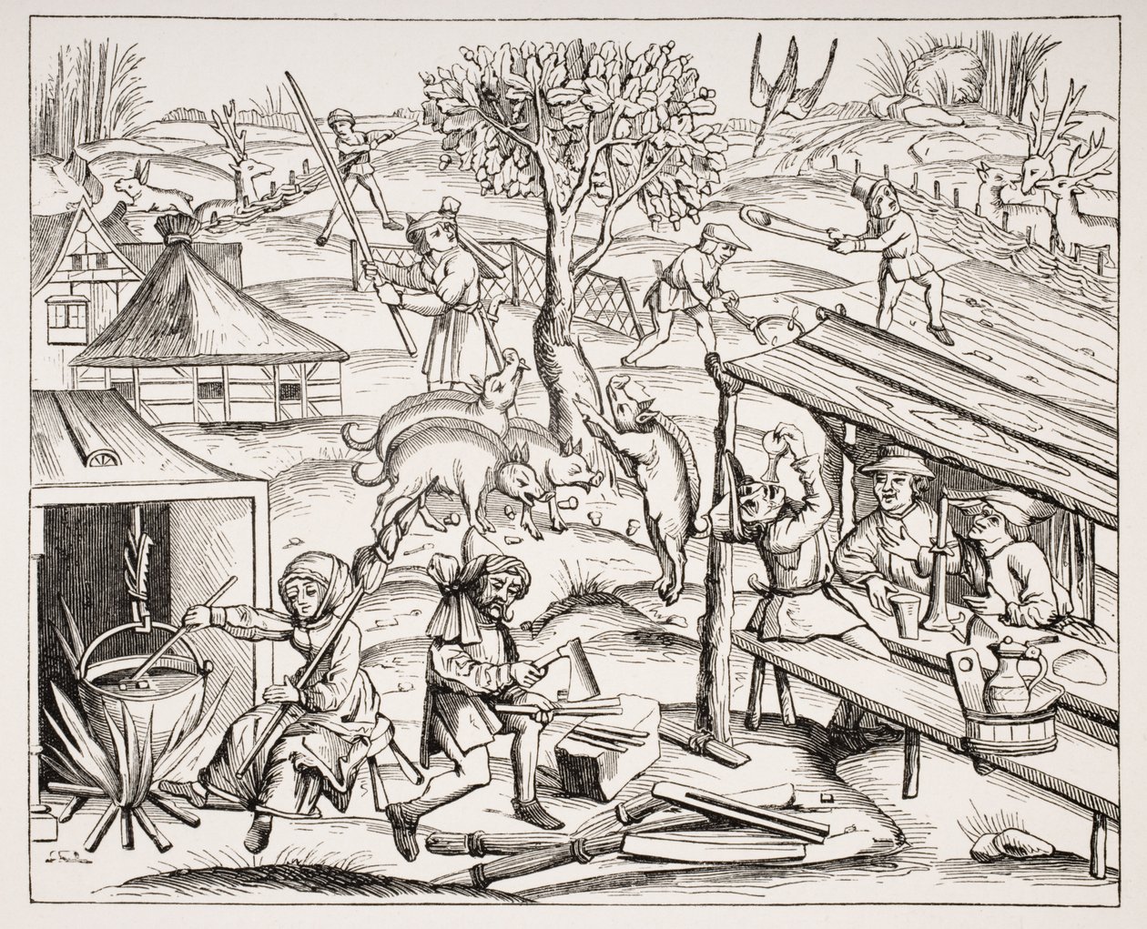 Country Life, depois de uma xilogravura em uma edição folio de Virgin, publicada em Lyon, 1517, de "Le Moyen Age et La Renaissance", de Paul Lacroix (1806-84), publicada em 1847 de French School