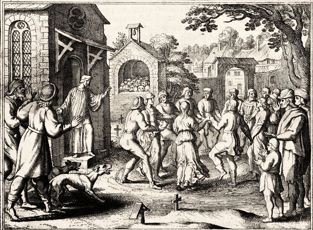 Peste da dança, Strasbourg, Alsácia. 1518 de French School
