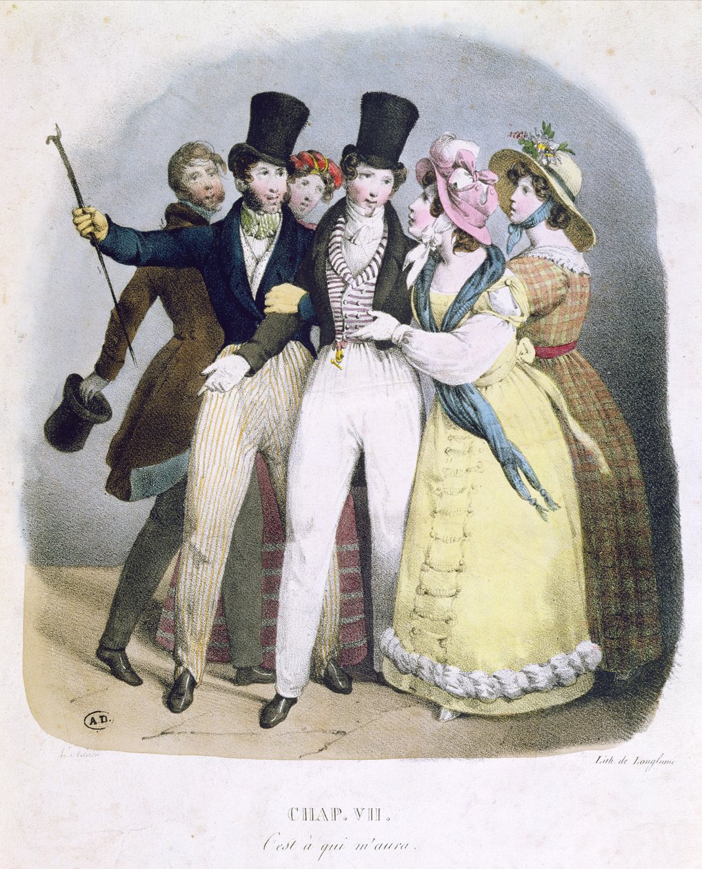 Dandy com admiradores, c.1830 de French School