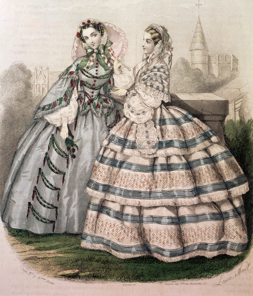 Vestido de dia para 1858, gravado por Barreau de French School
