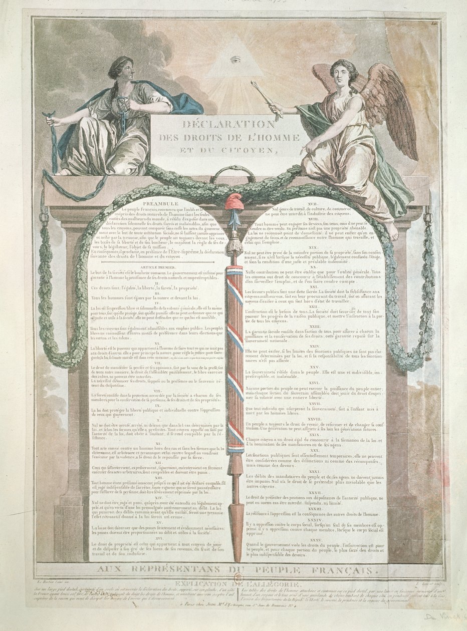 Declaração dos Direitos do Homem, 10 de agosto de 1793 de French School