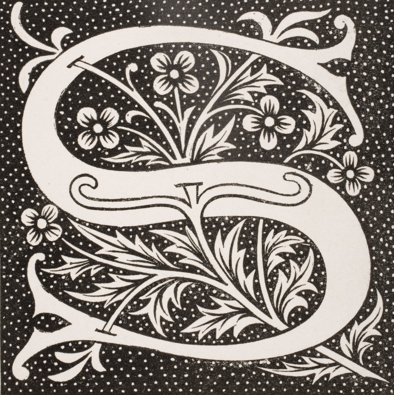 Letra decorada &39;S&39;, de &39;A Idade Média e o Renascimento&39;, de Paul Lacroix (1806-84), publicada em 1847 de French School