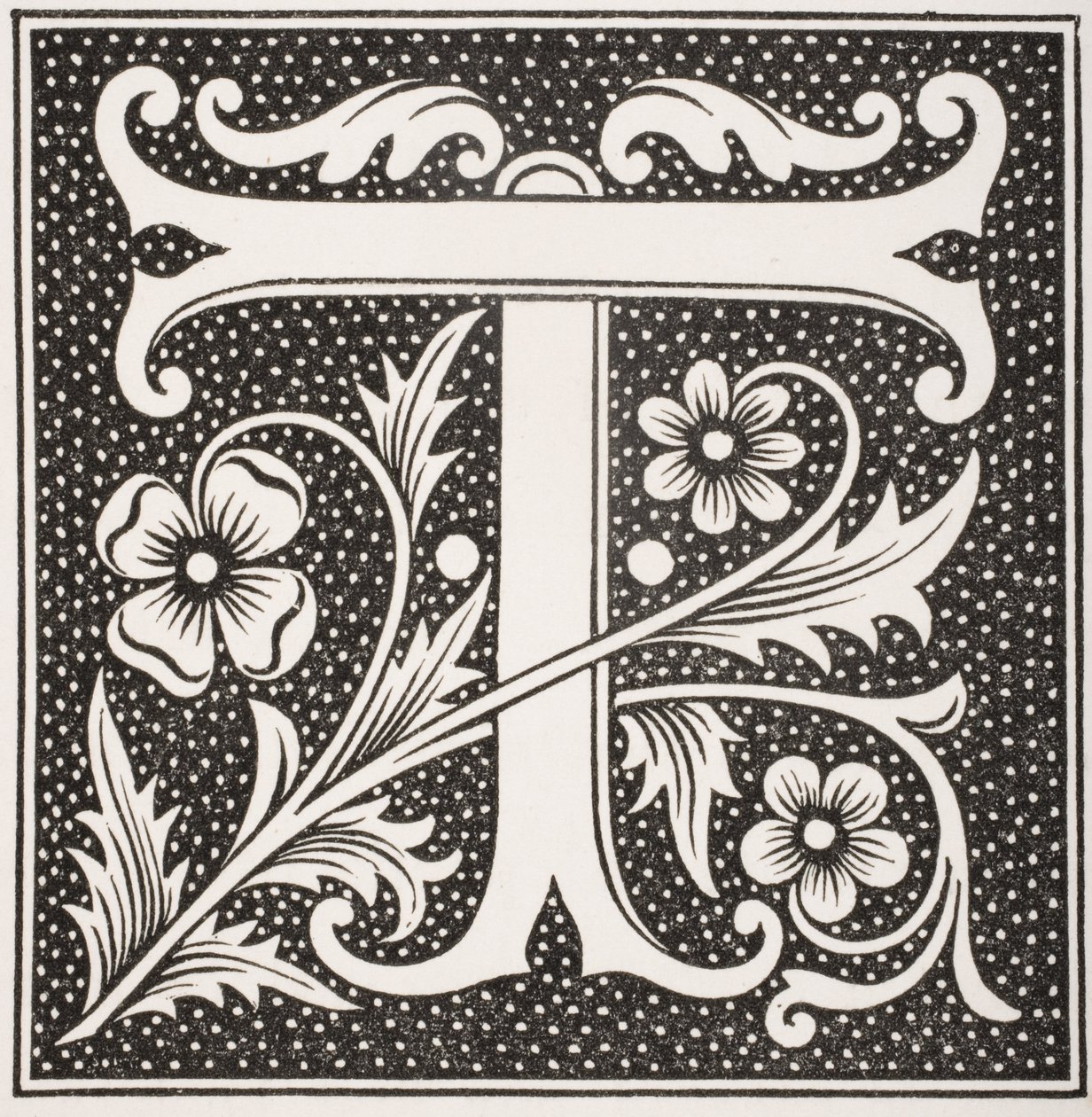 Letra decorada &39;T&39;, de &39;A Idade Média e o Renascimento&39;, de Paul Lacroix (1806-84), publicada em 1847 de French School