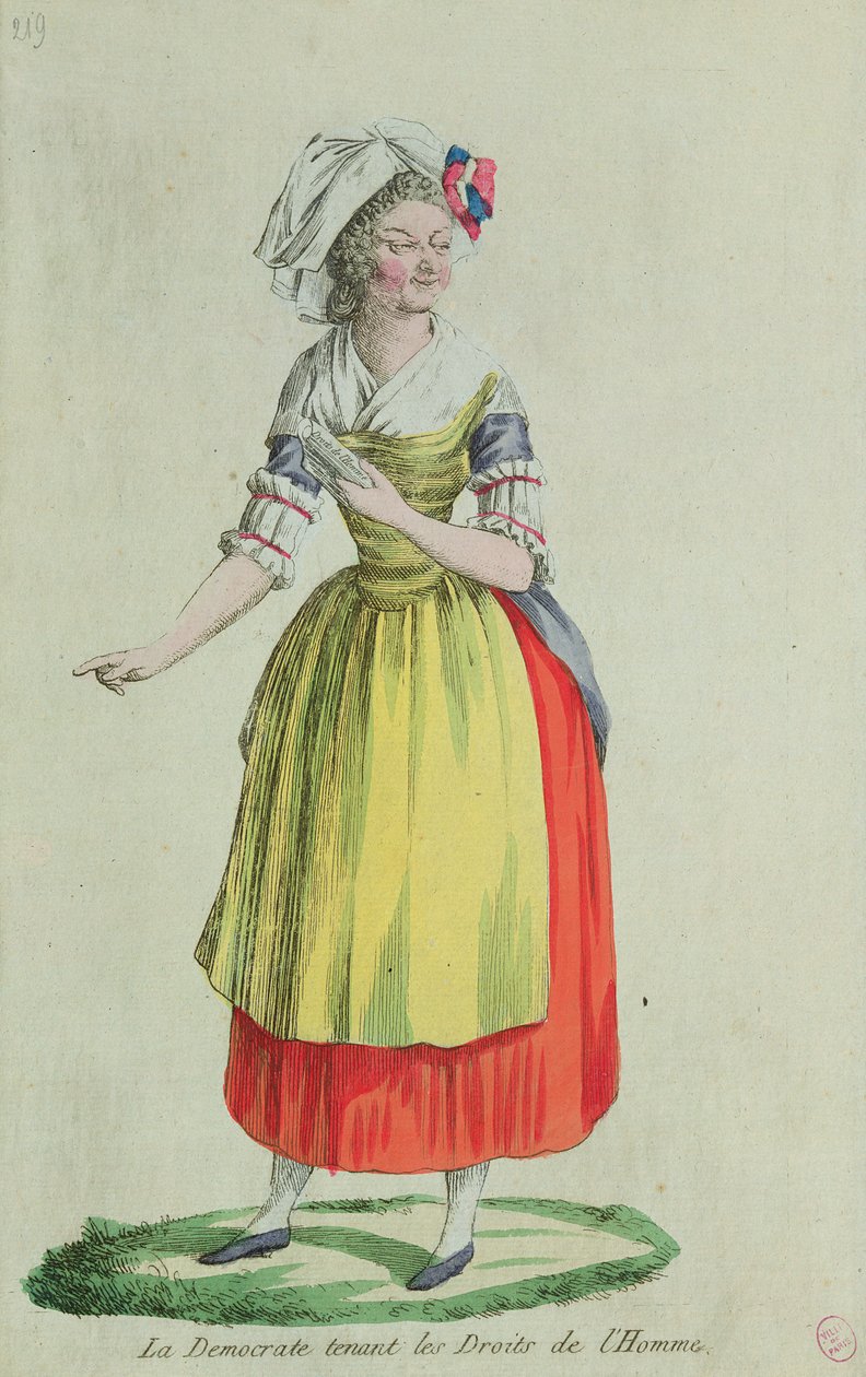 Democracia que detém os direitos do homem de agosto de 1789 de French School