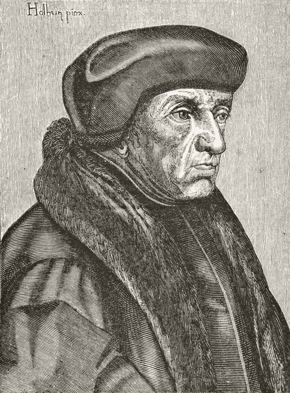 Desiderius Erasmus, de &39;Ciência e Literatura na Idade Média&39; por Paul Lacroix (1806-84) publicou Londres 1878 de French School