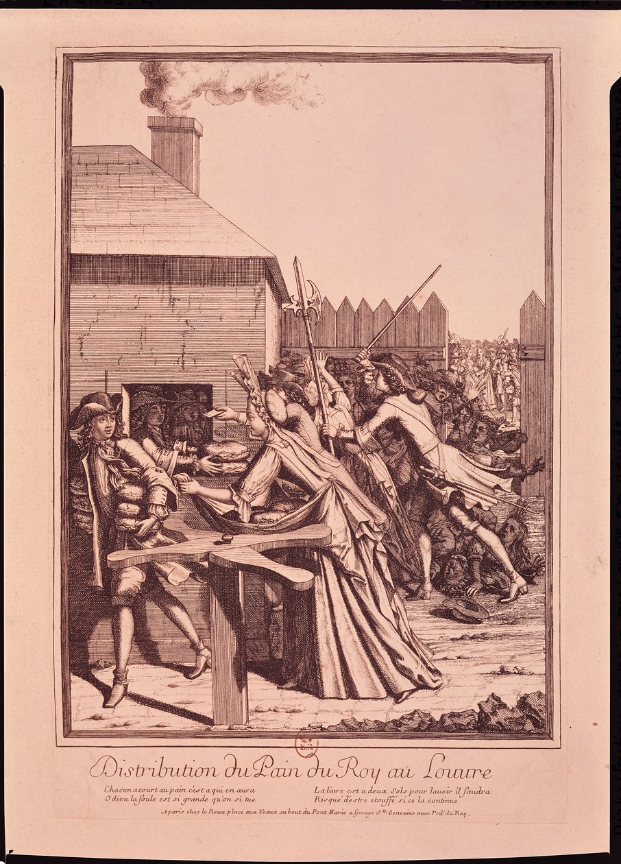 Distribuição do Pão no Louvre durante a Escassez de Alimentos, 1709 de French School