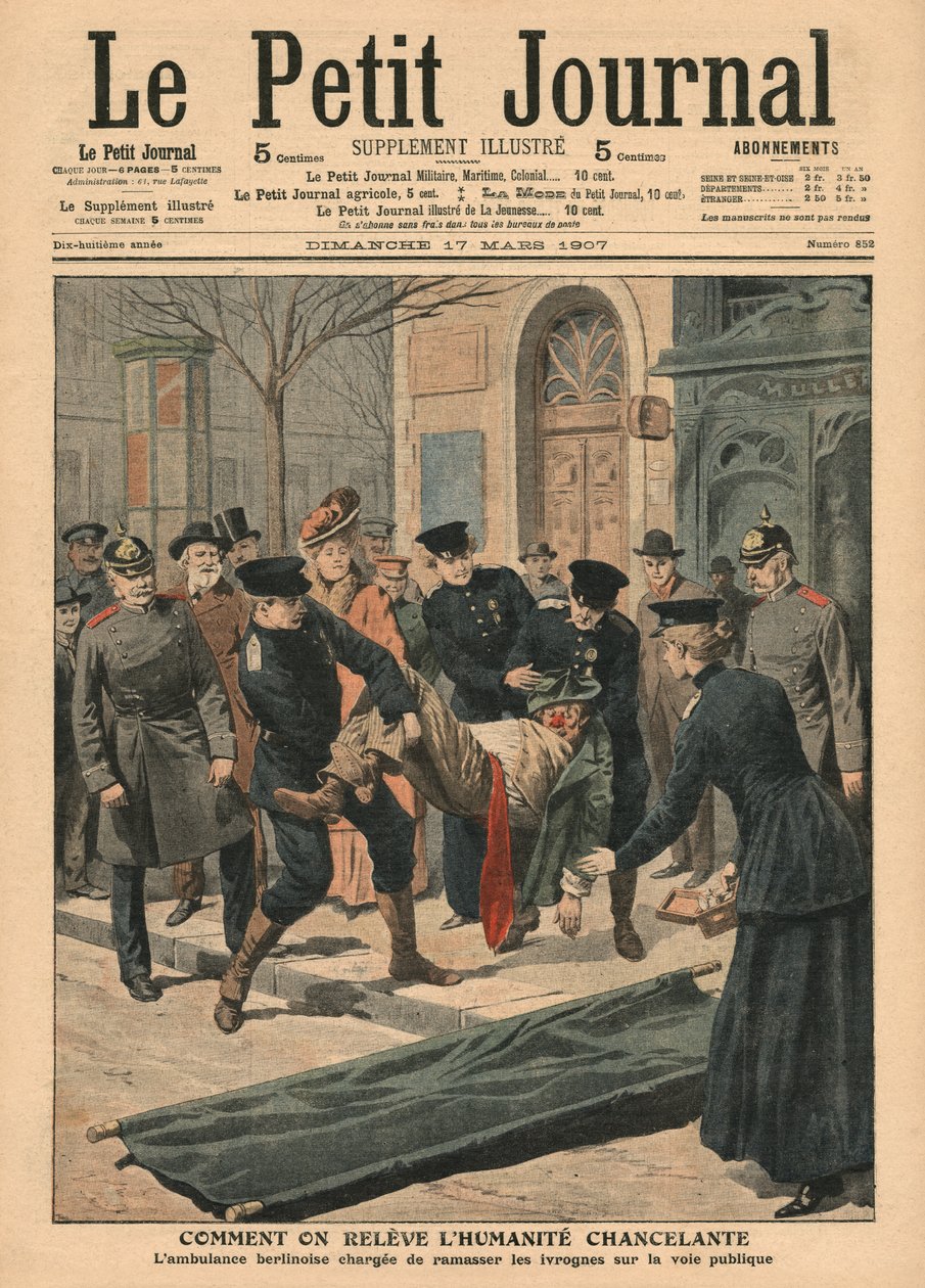 Bêbados em Berlim, ilustração de &39;Le Petit Journal&39;, suplemento ilustre, 17 de março de 1907 de French School