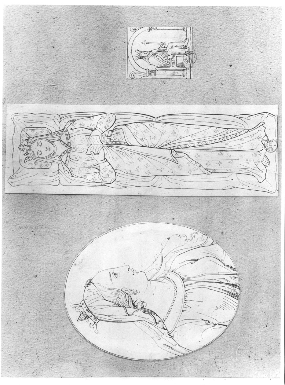 Eleanor da Aquitânia (c.1122-1204): Retrato em perfil, reclinável e em seu trono (ver também 155489 e 158140) de French School