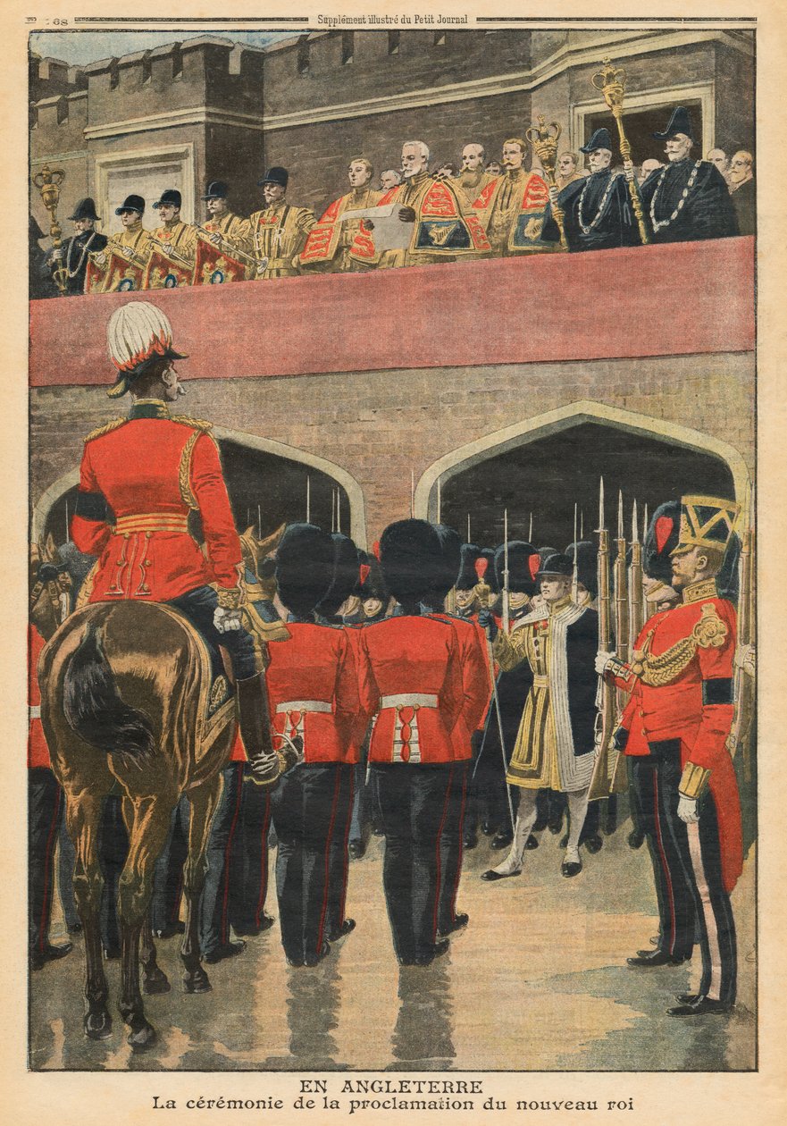 Inglaterra, proclamação do novo rei George V, ilustração de &39;Le Petit Journal&39;, suplemento ilustre, 22 de maio de 1910 de French School