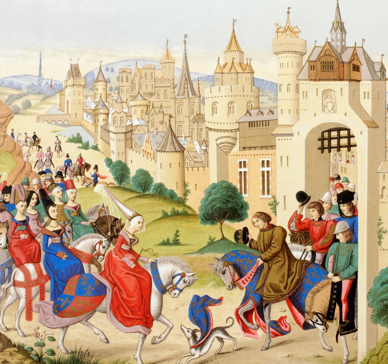 Entrada da rainha Isabeau da Baviera em Paris, em 20 de junho de 1389, de "Les Arts au Moyen Age", publicada em 1873 de French School